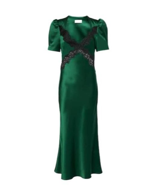 Rebecca Vallance Green Charelle Silk Saten Slip Dress
