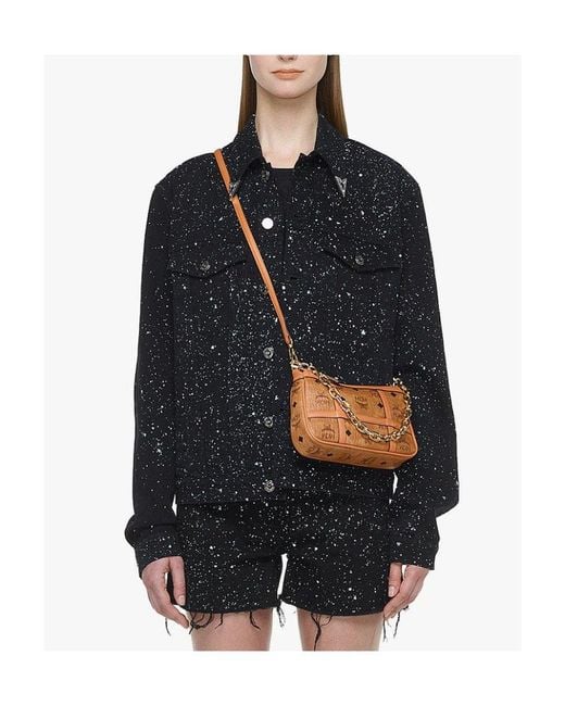 MCM Brown Delmy Logo Printed Shoulder Bag