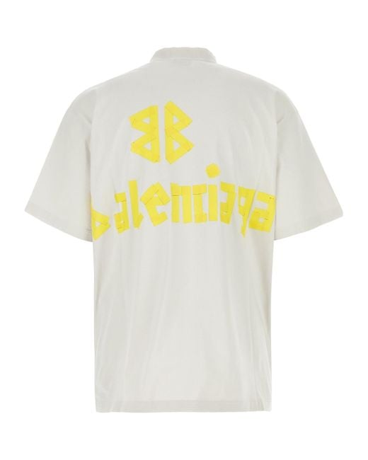 Balenciaga White Tape Logo Crewneck T-Shirt