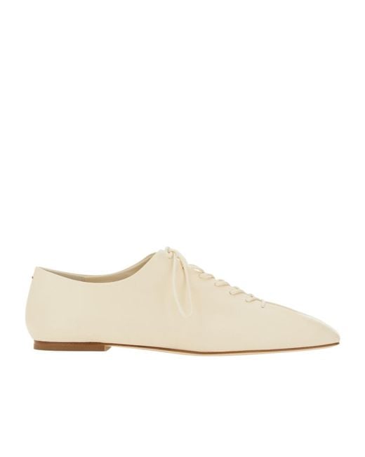Aeyde White Isla Lace-Up Flats