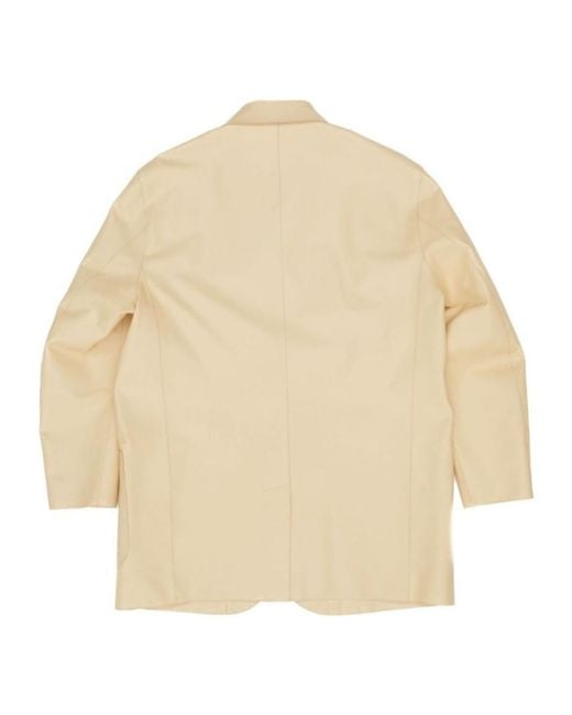 Jil Sander Natural Single Breasted Leather Jacket