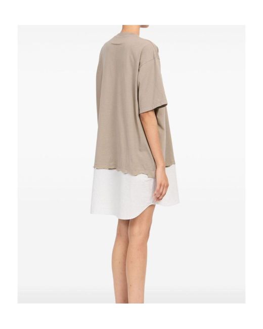 MM6 by Maison Margiela White Crewneck Panelled Dress