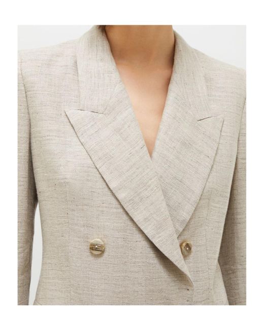 Marella Natural Double-Breasted Linen Blazer
