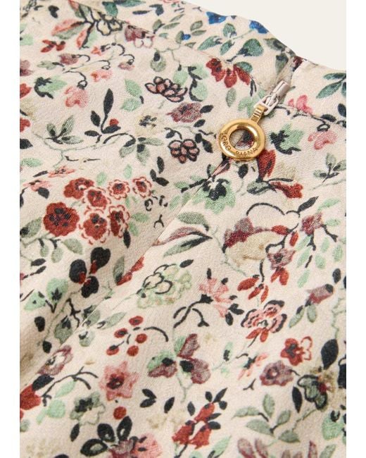 Loro Piana Natural Floral Printed Midi Skirt