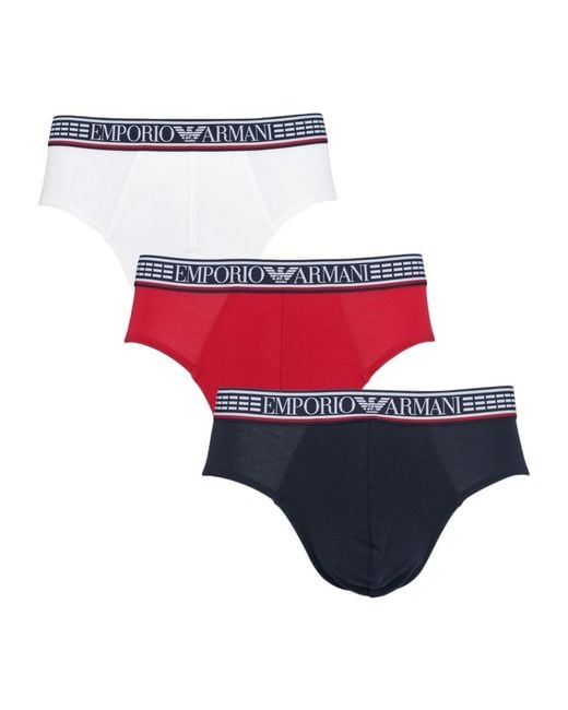 Emporio Armani Red 3-Piece Briefs Pants for men