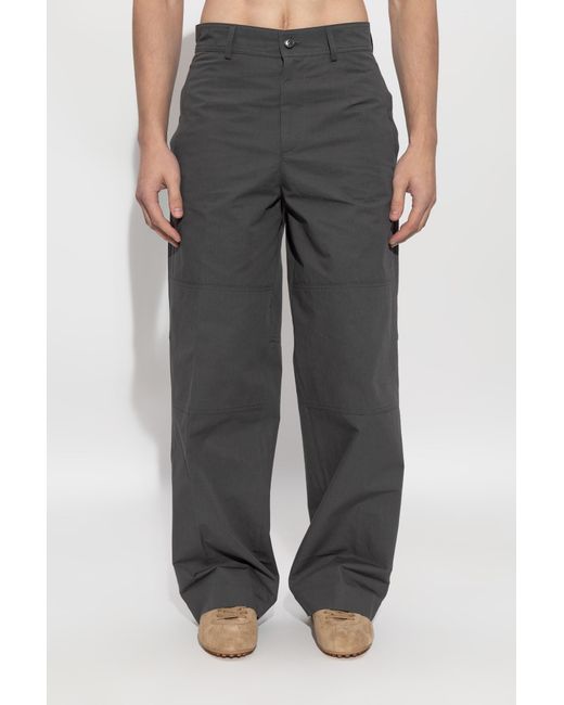 Dries Van Noten Gray Panelled Straight-Leg Trousers for men