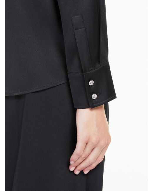 Max Mara Blue Studio Baden Curved Hem Long-Sleeved Top