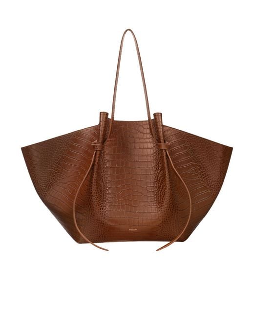 Yuzefi Brown Embossed Shoulder Bag