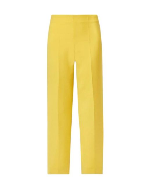 Oscar de la Renta Yellow Wool Blend Crepe Straight-Leg Trousers