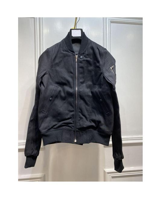 Rick Owens Black Logo Zipper Baseball Jacket for men