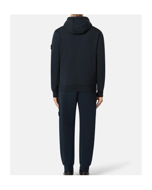 Stone Island Blue Regular-Fit Hooded Sweatshirt With Pouch Pocket for men