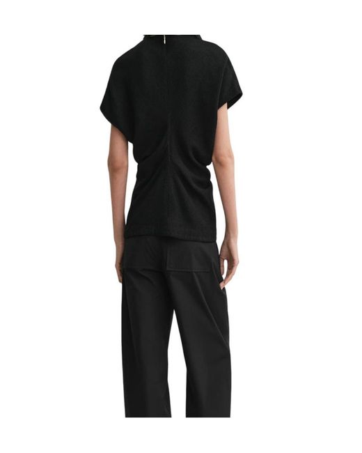 Totême Black Totême Round Neck Ruched-Waist Top
