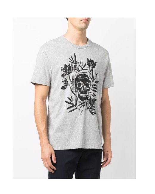 Alexander McQueen White Pattern Printed Short-Sleeved T-Shirt for men