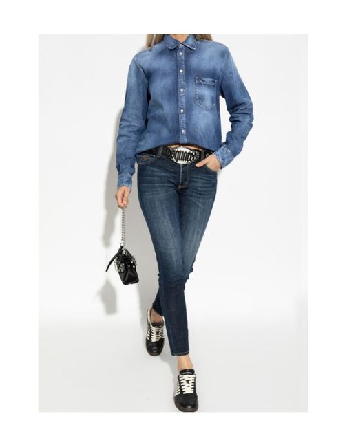 DSquared² Blue Button-Up Denim Shirt
