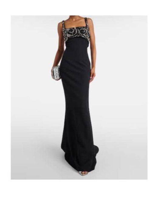 Safiyaa Black Ezda Embellished Crepe Dress