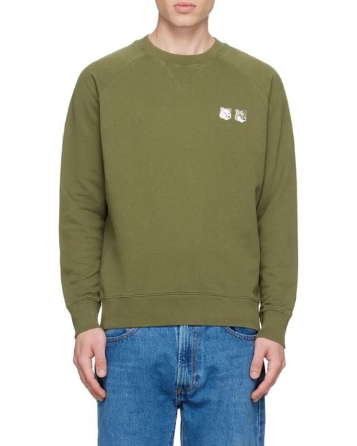 Maison Kitsuné Green Logo-Patch Sweatshirt for men
