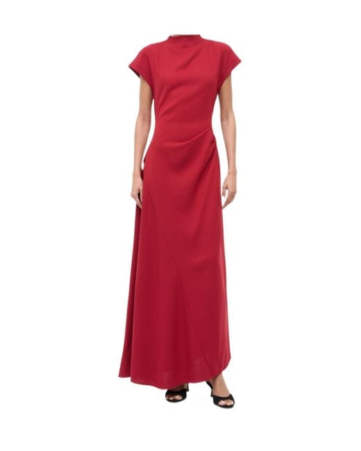 Staud Red Zaya Dress Pomegranate