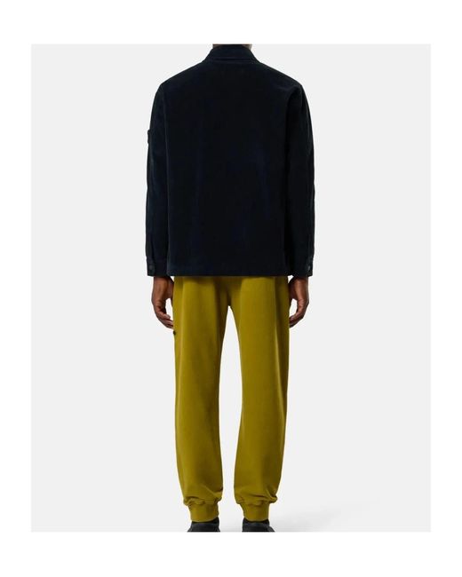 Stone Island Blue Snap-Button Shirt Jacket With Chest Pockets for men