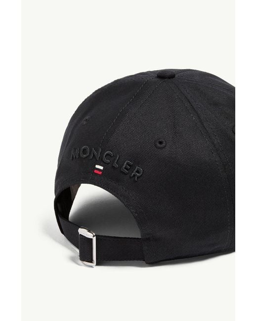 Moncler Black Cotton Gabardine Baseball Cap for men