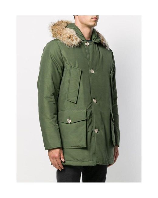Woolrich Green Hooded Down Jacket for men
