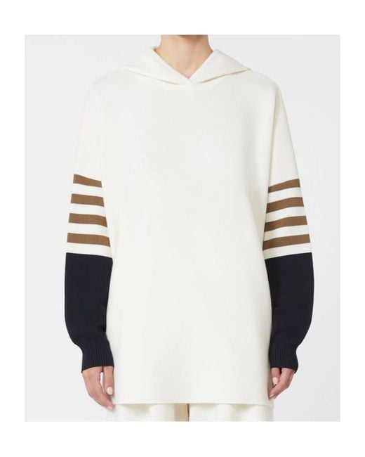 Max Mara White Stripe Detailed Hoodie