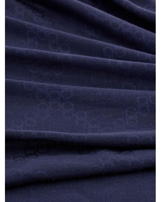 Ferragamo Blue Ferragamo Eyewear Jacquard Fringe Scarf
