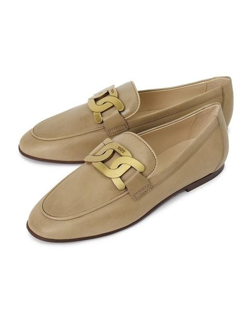 Tod's White Kate Logo Plaque Loafers