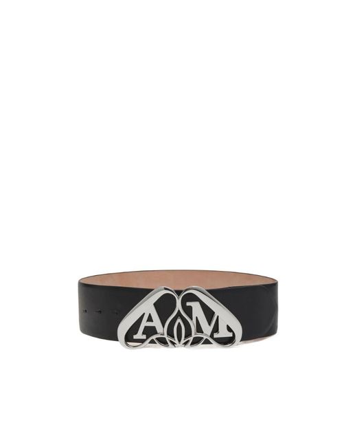 Alexander McQueen White Seal-Buckle Leather Belt