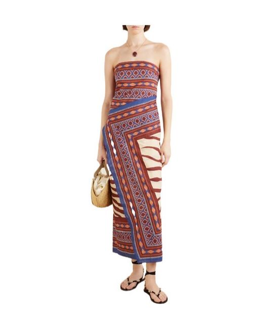 Johanna Ortiz Red Printed Cotton-Voile Maxi Dress