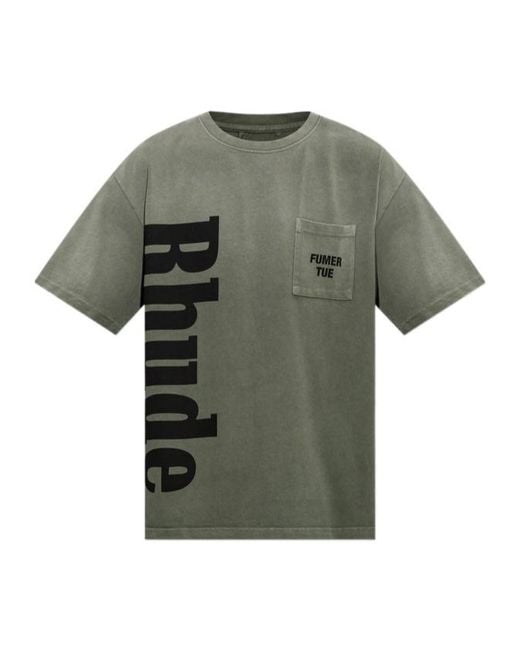 Rhude Green Logo Pocket T-Shirt for men