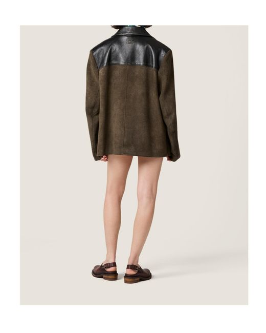 Miu Miu Brown Panelled Button-Up Jacket