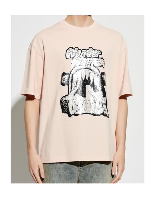 Acne Pink T-Shirt With Print for men