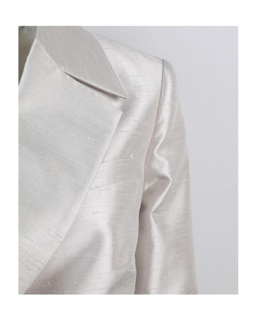Liu Jo Gray Double-Breasted Cropped Jacket