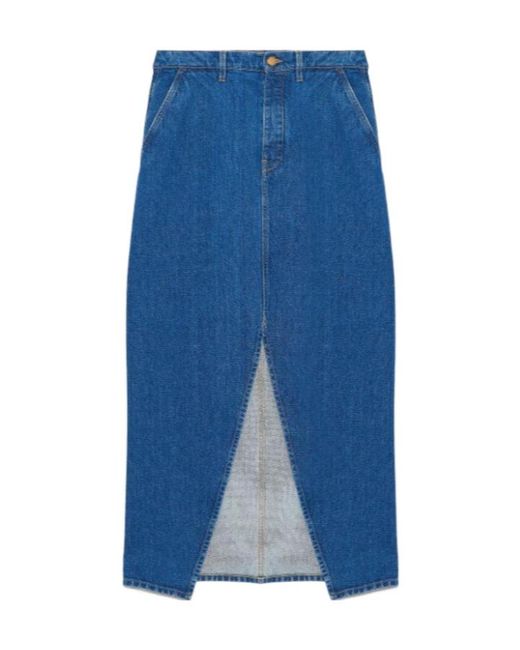 Jil Sander Blue Slit-Detailed Denim Skirt