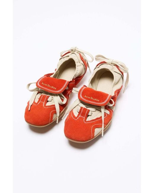 Acne Red Suede Lace-Up Shoes