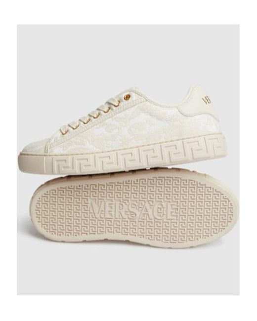 Versace White Lace-Up Low-Cut Casual Shoes for men