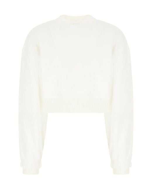 McQueen White Logo Detailed Cropped Sweatshirt
