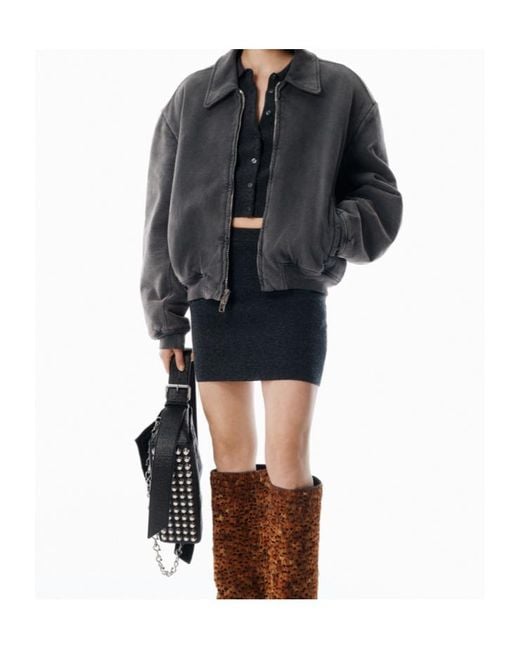 Alexander Wang Gray Oversized Zip-Up Moto Jacket for men