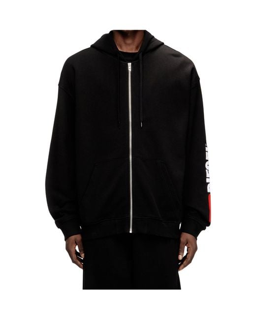 DIESEL Black Boxt-Zip-Hood-Div Hoodie for men
