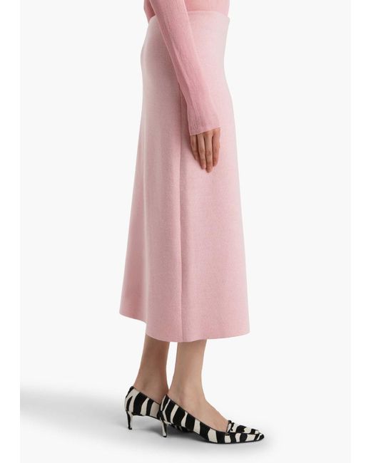 Khaite Pink Ribbed Midi Skirt