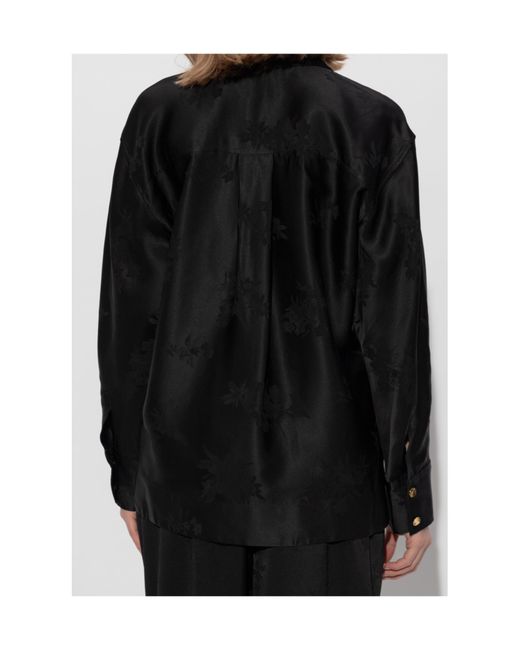 Ganni Black Floral Jacquard Top