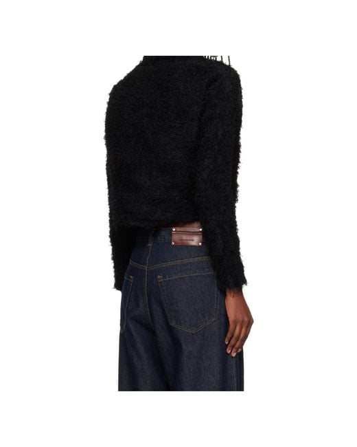 Issey Miyake Black Long-Sleeved Drop-Shoulder Sweater