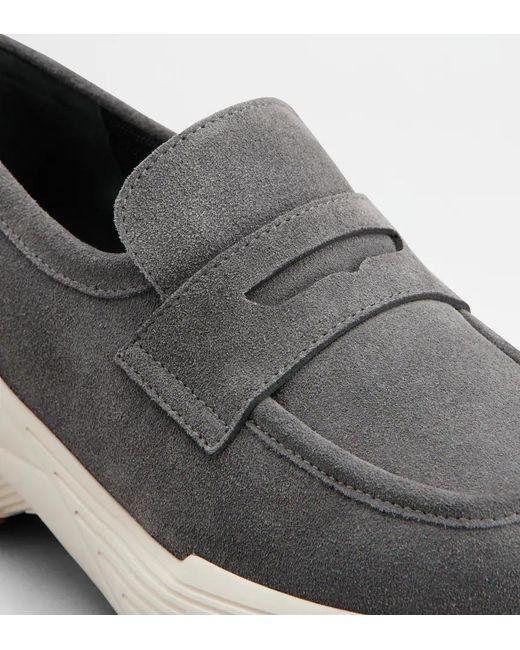 Tod's Gray Sporty Suede Trainers
