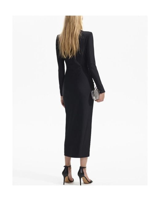 Self-Portrait Black Jersey Ruched Cut-Out Midi Dress
