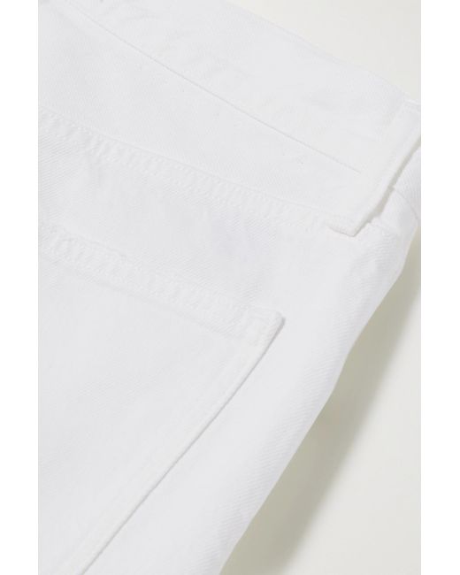 Agolde White Denim Trousers With Belt Loops