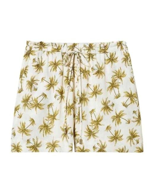 Twinset Metallic Palm Tree-Print Shorts