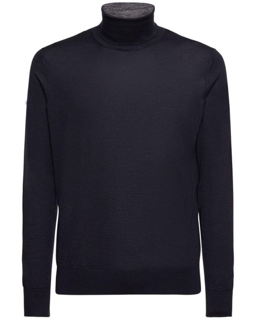 Zegna Blue Cashmere & Silk Turtleneck Sweater for men