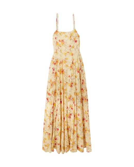 Posse Metallic Paloma Printed Cotton-Blend Voile Maxi Dress