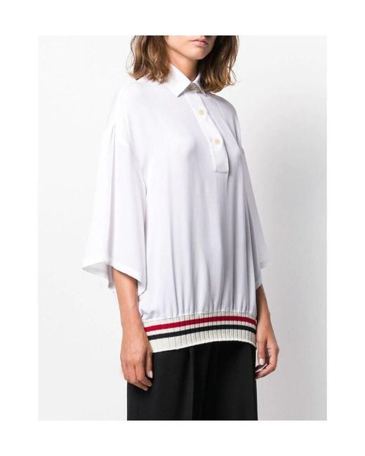 Loewe White Ribbed Trim Polo Shirt