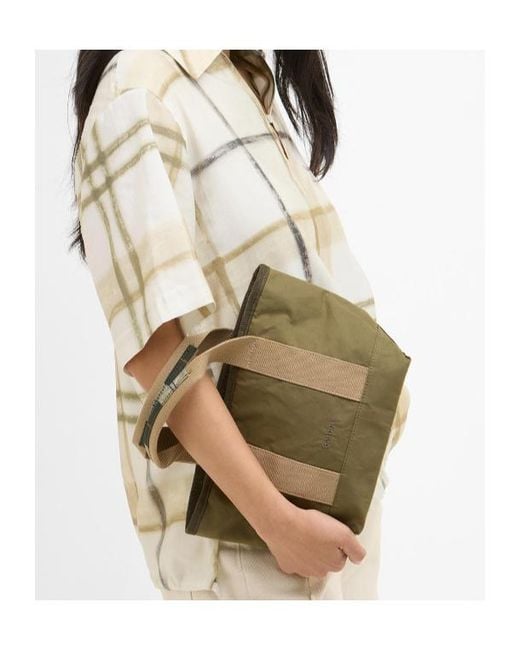Barbour Green Mini Mya Tartan-Detail Tote Bag
